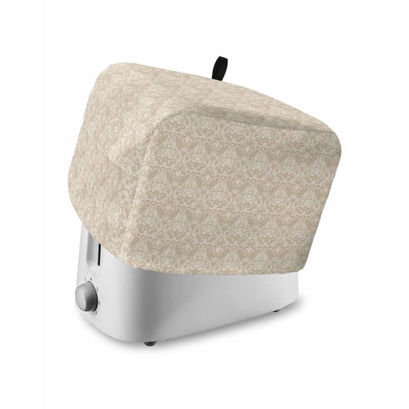 Fsddascl Beige Baroque Small Toaster Cover 2 Slice, Kitchen Appliance Covers, Retro Farmhouse Abstract Scroll Floral Toaster Oven Cover with Loop, Bread Machine Cover Polyester Dust Cover Protection