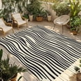 thumbnail image 1 of Fsddascl Beige Black Stripe Outdoor Rug for Patio/Deck/Porch, Non-Slip Large Area Rug 4 x 6 Ft, Modern Abstract Art Lines Wave Indoor Outdoor Rugs Washable Area Rugs, Reversible Camping Rug Carpet, 1 of 5
