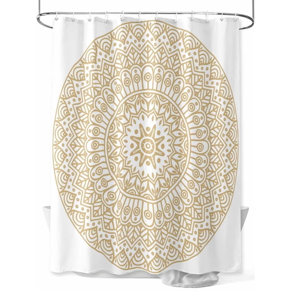 Fsddascl Beige Boho Shower Curtain Set - Small 36" x 72" Washable Bathtub Curtain with 12 Hooks, Retro Farmhouse Ethnic Abstract Geometric Art Waterproof Fabric Stall Shower Curtains for Bathroom
