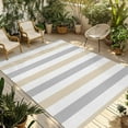thumbnail image 1 of Fsddascl Beige Grey Striped Outdoor Rug for Patio/Deck/Porch, Non-Slip Large Area Rug 5 x 8 Ft, Geometric Vertical Stripes White Indoor Outdoor Rugs Washable Area Rugs, Reversible Camping Rug Carpet, 1 of 5