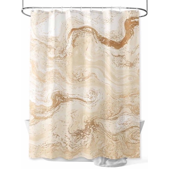 Fsddascl Beige Marble Shower Curtain Set - Small 36" x 72" Bathtub Curtain with 12 Hooks, Chic Neutral Minimalist Fluid Aesthetic Waterproof Fabric Stall Shower Curtains for Bathroom/Bathtub