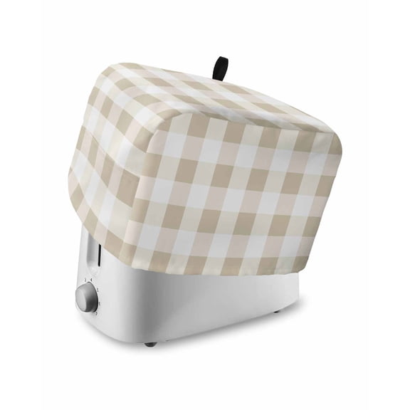 Fsddascl Beige Plaid Toaster Cover 2 Slice, Small Kitchen Appliance Covers, Spring Summer Farmhouse Buffalo Checkered Toaster Oven Cover with Loop, Bread Machine Cover Dust Cover Protection