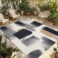 thumbnail image 1 of Fsddascl Black Geometric Outdoor Rug for Patio/Deck/Porch, Non-Slip Large Area Rug 5 x 8 Ft, Grey Modern Vintage Artwork Indoor Outdoor Rugs Washable Area Rugs, Reversible Camping Rug Carpet Runner, 1 of 5