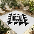 thumbnail image 1 of Fsddascl Black Gray Boho Outdoor Rug for Patio/Deck/Porch, Non-Slip Large Area Rug 4 x 6 Ft, Modern Abstract Geometric Lattice Indoor Outdoor Rugs Washable Area Rugs, Reversible Camping Rug Carpet, 1 of 5
