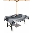 thumbnail image 1 of Fsddascl Black Gray Ombre Outdoor Tablecloth - 60x102 Inch Rectangle Dining Table Cover, Modern Abstract Moire Art Geometric Waterproof Outdoor Table Cloth with Umbrella Hole & Zipper for Patio, 1 of 7