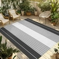 thumbnail image 1 of Fsddascl Black Grey Stripe Outdoor Rug for Patio/Deck/Porch, Non-Slip Large Area Rug 4 x 6 Ft, Modern Art Horizontal Striped Indoor Outdoor Rugs Washable Area Rugs, Reversible Camping Rug Carpet, 1 of 5