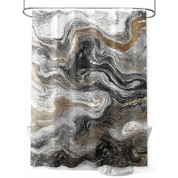 Fsddascl Black Marble Shower Curtain Set - Small 36" x 72" Bathtub Curtain with 12 Hooks, Retro Chic Abstract Mottled Texture Art Waterproof Fabric Stall Shower Curtains for Bathroom/Bathtub