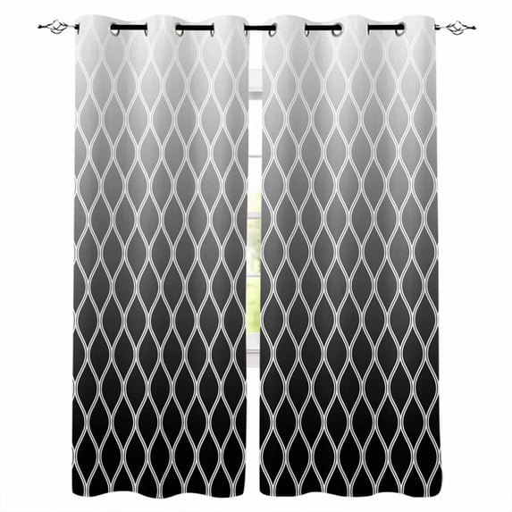 Fsddascl Black Ombre Stripe Blackout Curtains for Bedroom/Living Room, Thermal Insulated Kitchen Curtains, Modern Abstract Art Gradient Striped Grommet Darkening Window Treatment Drapes 52"x72"x2
