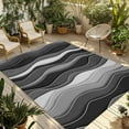 thumbnail image 1 of Fsddascl Black Stripes Outdoor Rug for Patio/Deck/Porch, Non-Slip Large Area Rug 6 x 9 Ft, Modern Simple Greyish Gradient Lines Indoor Outdoor Rugs Washable Area Rugs, Reversible Camping Rug Carpet, 1 of 5