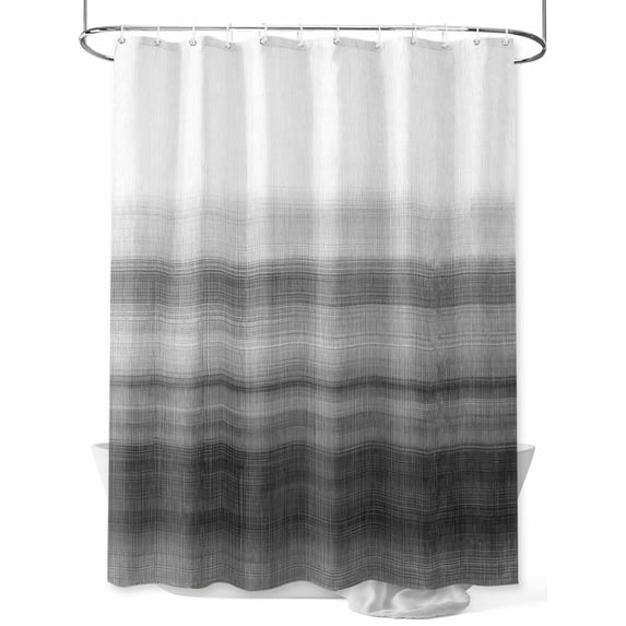 Fsddascl Black White Ombre Shower Curtain Set - 72" x 78" Washable Bathtub Curtain with 12 Hooks, Vintage Minimalism Abstract Stripes Waterproof Fabric Stall Shower Curtains for Bathroom/Bathtub