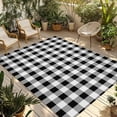 thumbnail image 1 of Fsddascl Black and White Plaid Outdoor Rug for Patio/Deck/Porch, Non-Slip Large Area Rug 5 x 8 Ft, Farmhouse Checkered Buffalo Indoor Outdoor Rugs Washable Area Rugs, Reversible Camping Rug Carpet, 1 of 5