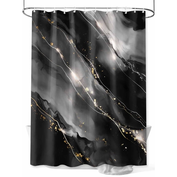 Fsddascl Blake Gray Marble Shower Curtain Set - 48" x 72" Washable Bathtub Curtain with 12 Hooks, Modern Abstract Art Marble Crack Waterproof Fabric Stall Shower Curtains for Bathroom/Bathtub Décor