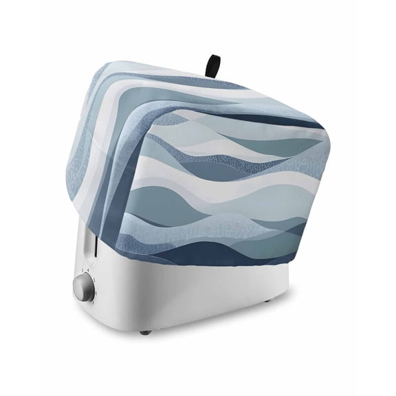 Fsddascl Blue Aqua Ombre Stripe Toaster Cover 4 Slice, Large Kitchen Appliance Covers, Modern Art Abstract Moire Wave Toaster Oven Cover with Loop, Bread Machine Cover Polyester Dust Cover