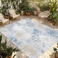 thumbnail image 1 of Fsddascl Blue Beige Floral Outdoor Rug for Patio/Deck/Porch, Non-Slip Large Area Rug 4 x 6 Ft, Vintage Smear Abstract Art Indoor Outdoor Rugs Washable Area Rugs, Reversible Camping Rug Carpet Runner, 1 of 5