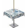 thumbnail image 1 of Fsddascl Blue Botanical Outdoor Tablecloth - 54x54 Inch Square Dining Table Cover, Spring Summer Leaf Pastoral Vintage Waterproof Outdoor Table Cloth with Umbrella Hole & Zipper for Picnic/Patio, 1 of 7