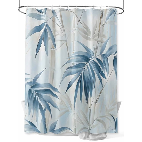 Fsddascl Blue Botanical Shower Curtain Set - Extra Long 72" x 96" Washable Bathtub Curtain with 12 Hooks, Watercolor Leaves Modernism Art Waterproof Fabric Stall Shower Curtains for Bathroom/Bathtub