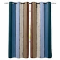 thumbnail image 1 of Fsddascl Blue Brown Blackout Curtains for Bedroom/Living Room, Thermal Insulated Kitchen Curtains, Farmhouse Wood Grain Vintage Vertical Striped Grommet Darkening Window Treatment Drapes 42"x84"x2, 1 of 6