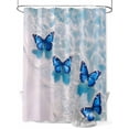 thumbnail image 1 of Fsddascl Blue Butterfly Coastal Shower Curtain Set - 72" x 78" Washable Bathtub Curtain with 12 Hooks, Summer Beach Ocean Wave Waterproof Fabric Stall Shower Curtains for Bathroom/Bathtub Décor, 1 of 6
