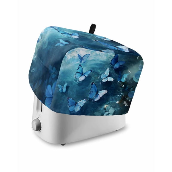 Fsddascl Blue Butterfly Small Toaster Cover 2 Slice, Kitchen Appliance Covers, Modern Elegant Water Ripples Toaster Oven Cover with Loop, Bread Machine Cover Polyester Dust Cover Protection