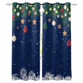thumbnail image 1 of Fsddascl Blue Christmas Blackout Curtains for Bedroom/Living Room, Thermal Insulated Kitchen Curtains, Xmas Winter Pine Balls Snowflakes Grommet Darkening Window Treatment Drapes 52"x72"x2, 1 of 6