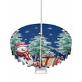 thumbnail image 1 of Fsddascl Blue Christmas Outdoor Tablecloth - 54 Inch Round Dining Table Cover, Xmas Snowman Tree Snowflake Waterproof Outdoor Table Cloth with Umbrella Hole & Zipper for Picnic/Patio/Party, 1 of 7
