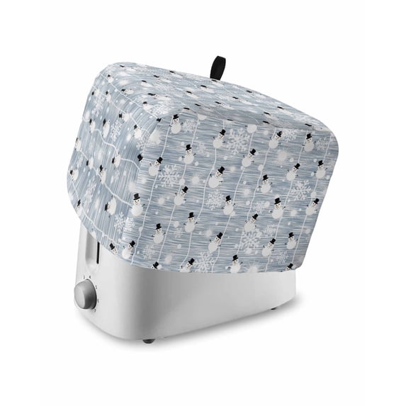Fsddascl Blue Christmas Small Toaster Cover 2 Slice, Kitchen Appliance Covers, Xmas Snowflake Snowman Toaster Oven Cover with Loop, Bread Machine Cover Polyester Dust Cover Protection