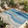 thumbnail image 1 of Fsddascl Blue Coastal Outdoor Rug for Patio/Deck/Porch, Non-Slip Large Area Rug 4 x 6 Ft, Summer Beach Nautical Abstract Art Indoor Outdoor Rugs Washable Area Rugs, Reversible Camping Rug Carpet, 1 of 5