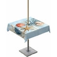 thumbnail image 1 of Fsddascl Blue Coastal Outdoor Tablecloth - 54x54 Inch Square Dining Table Cover, Summer Nautical Beach Conch Starfish Coral Waterproof Outdoor Table Cloth with Umbrella Hole & Zipper for Patio, 1 of 7