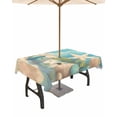 thumbnail image 1 of Fsddascl Blue Coastal Outdoor Tablecloth - 60x84 Inch Rectangle Dining Table Cover, Watercolor Nautical Starfish Lighthouse Beach Waterproof Outdoor Table Cloth with Umbrella Hole & Zipper for Patio, 1 of 7