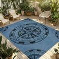 thumbnail image 1 of Fsddascl Blue Compass Nautical Outdoor Rug for Patio/Deck/Porch, Non-Slip Large Area Rug 5 x 8 Ft, Coastal Vintage Indoor Outdoor Rugs Washable Area Rugs, Reversible Camping Rug Carpet Runner, 1 of 5