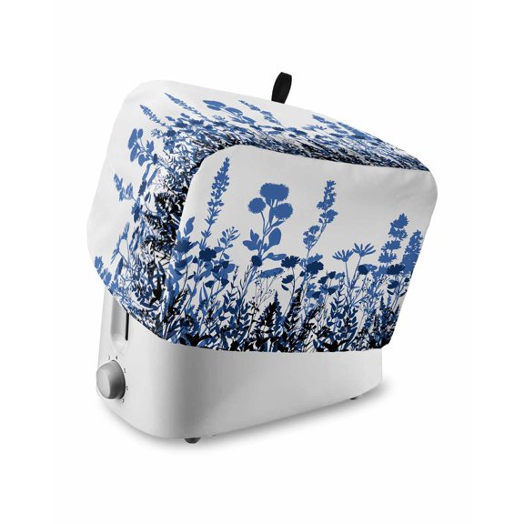 Fsddascl Blue Flowers Small Toaster Cover 2 Slice, Kitchen Appliance Covers, Simple Spring Ombre Botanical Floral Toaster Oven Cover with Loop, Bread Machine Cover Polyester Dust Cover Protection