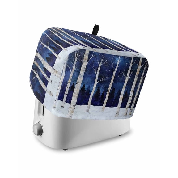 Fsddascl Blue Forest Small Toaster Cover 2 Slice, Kitchen Appliance Covers, Vintage Night Trees Trunk Branch Toaster Oven Cover with Loop, Bread Machine Cover Polyester Dust Cover Protection