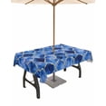 thumbnail image 1 of Fsddascl Blue Geometric Outdoor Tablecloth - 60x84 Inch Rectangle Dining Table Cover, Modern Morocco Abstract Art Waterproof Outdoor Table Cloth with Umbrella Hole & Zipper for Picnic/Patio/Party, 1 of 7