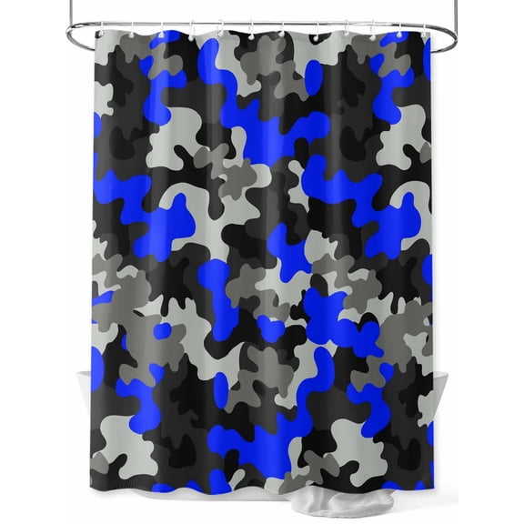 Fsddascl Blue Gray Black Shower Curtain Set - Extra Long 72" x 96" Washable Bathtub Curtain with 12 Hooks, Modern Gradient Abstract Texture Art Waterproof Fabric Stall Shower Curtains for Bathroom