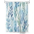thumbnail image 1 of Fsddascl Blue Green Leaf Shower Curtain Set - Small 36" x 72" Washable Bathtub Curtain with 12 Hooks, Summer Vintage Watercolor Plant Waterproof Fabric Stall Shower Curtains for Bathroom/Bathtub, 1 of 6