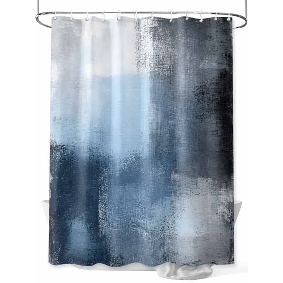 Fsddascl Blue Grey Shower Curtain Set - 36" x 78" Washable Bathtub Curtain with 12 Hooks, Modern Oil Painted Art Abstract Geometric Waterproof Fabric Stall Shower Curtains for Bathroom/Bathtub