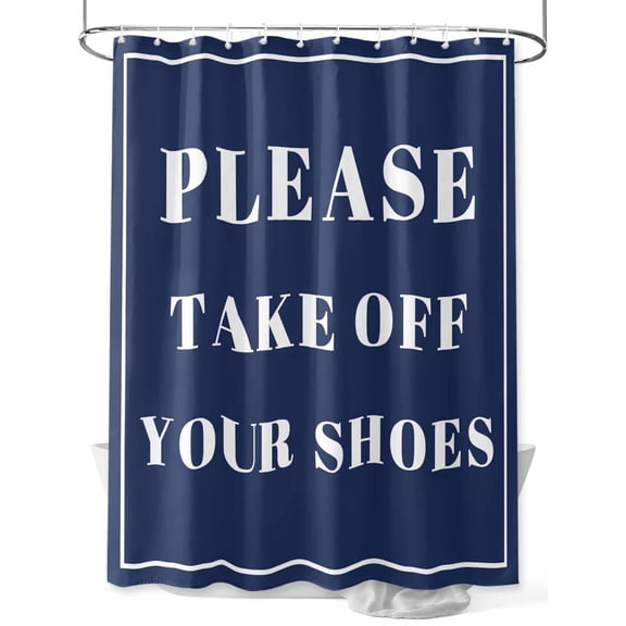 Fsddascl Blue Letter Shower Curtain Set - Small 36" x 72" Washable Bathtub Curtain with 12 Hooks, Modern Minimalist White Text Striped Waterproof Fabric Stall Shower Curtains for Bathroom/Bathtub