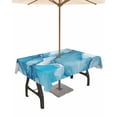 thumbnail image 1 of Fsddascl Blue Marble Outdoor Tablecloth - 54x80 Inch Rectangle Dining Table Cover, Contemporary Aesthetics Abstract Art Waterproof Outdoor Table Cloth with Umbrella Hole & Zipper for Picnic/Patio, 1 of 7