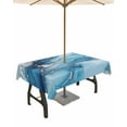 thumbnail image 1 of Fsddascl Blue Marble Outdoor Tablecloth - 60x84 Inch Rectangle Dining Table Cover, Grey Modern Aesthetic Artwork Waterproof Outdoor Table Cloth with Umbrella Hole & Zipper for Picnic/Patio/Party, 1 of 7