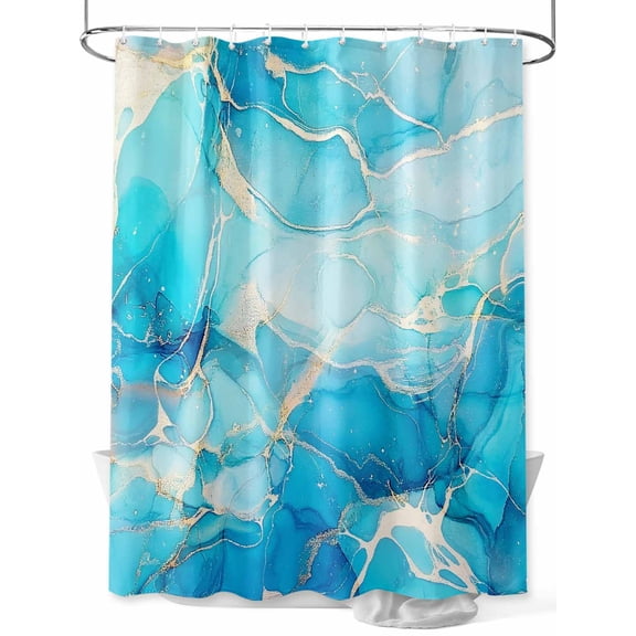 Fsddascl Blue Marble Shower Curtain Set - Extra Long 72" x 96" Washable Bathtub Curtain with 12 Hooks, Modern Abstract Art Luxury Waterproof Fabric Stall Shower Curtains for Bathroom/Bathtub Décor