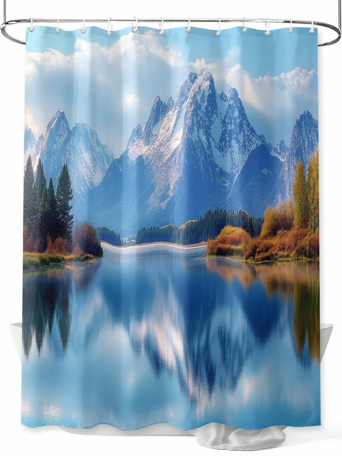 Fsddascl Blue Mountain Shower Curtain Set - 48" x 72" Washable Bathtub ...