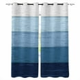 thumbnail image 1 of Fsddascl Blue Ombre Blackout Curtains for Bedroom/Living Room, Thermal Insulated Kitchen Curtains, Farmhouse Vintage Wooden Striped Grommet Darkening Window Treatment Drapes 42"x45"x2, 1 of 8