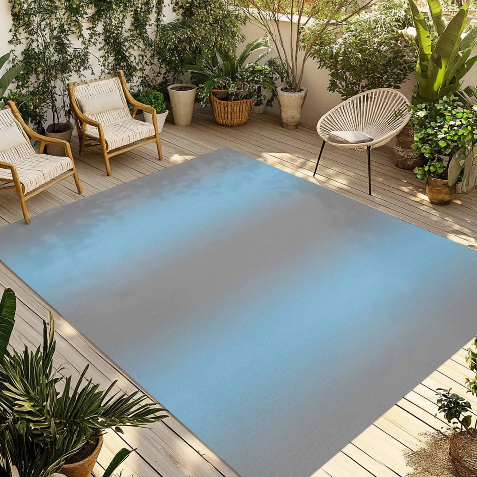 Fsddascl Blue Ombre Outdoor Rug for Patio/Deck/Porch, Non-Slip Large ...