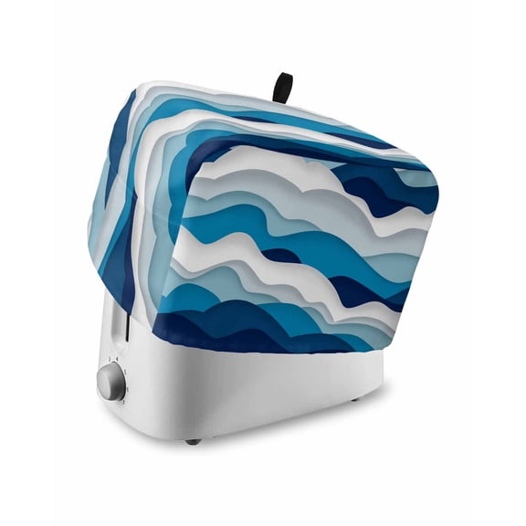 Fsddascl Blue Ombre Toaster Cover 4 Slice, Large Kitchen Appliance Covers, Modern Geometric Abstract Art Moire Toaster Oven Cover with Loop, Bread Machine Cover Polyester Dust Cover Protection