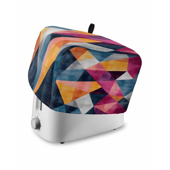 Fsddascl Blue Pink Rhombus Toaster Cover 2 Slice, Small Kitchen Appliance Covers, Abstract Geometric Artwork Toaster Oven Cover with Loop, Bread Machine Cover Polyester Dust Cover Protection