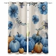 thumbnail image 1 of Fsddascl Blue Pumpkin Fall Blackout Curtains for Bedroom/Living Room, Thermal Insulated Kitchen Curtains, Thanksgiving Floral Botanical Beige Grommet Darkening Window Treatment Drapes 42"x63"x2, 1 of 6