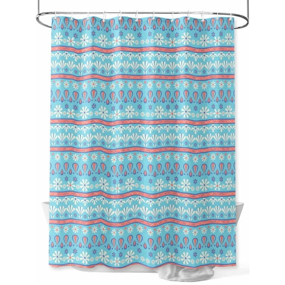 Fsddascl Blue Red Boho Shower Curtain Set - 72" x 78" Washable Bathtub Curtain with 12 Hooks, Vintage Ethnic Tribe Abstract Art Waterproof Fabric Stall Shower Curtains for Bathroom/Bathtub Décor