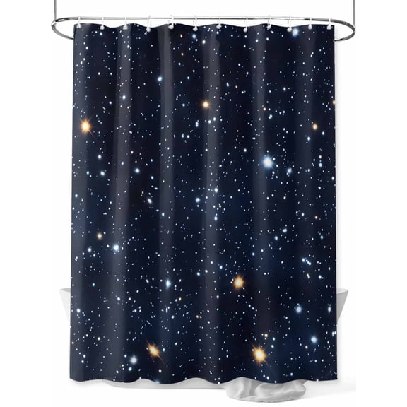 Fsddascl Blue Starry Sky Shower Curtain Set - Small 36" x 72" Washable Bathtub Curtain with 12 Hooks, Universe Space Galaxy Night Star Waterproof Fabric Stall Shower Curtains for Bathroom/Bathtub