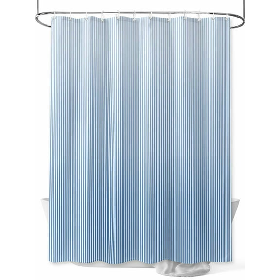 Fsddascl Blue Striped Shower Curtain Set - 72" x 78" Washable Bathtub Curtain with 12 Hooks, Modern Minimalist Ombre Vertical Stripes Waterproof Fabric Stall Shower Curtains for Bathroom/Bathtub