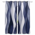 thumbnail image 1 of Fsddascl Blue Stripes Blackout Curtains for Bedroom/Living Room, Thermal Insulated Kitchen Curtains, Retro Abstract Chic Geometric Lines Art Grommet Darkening Window Treatment Drapes 52"x84"x2, 1 of 8